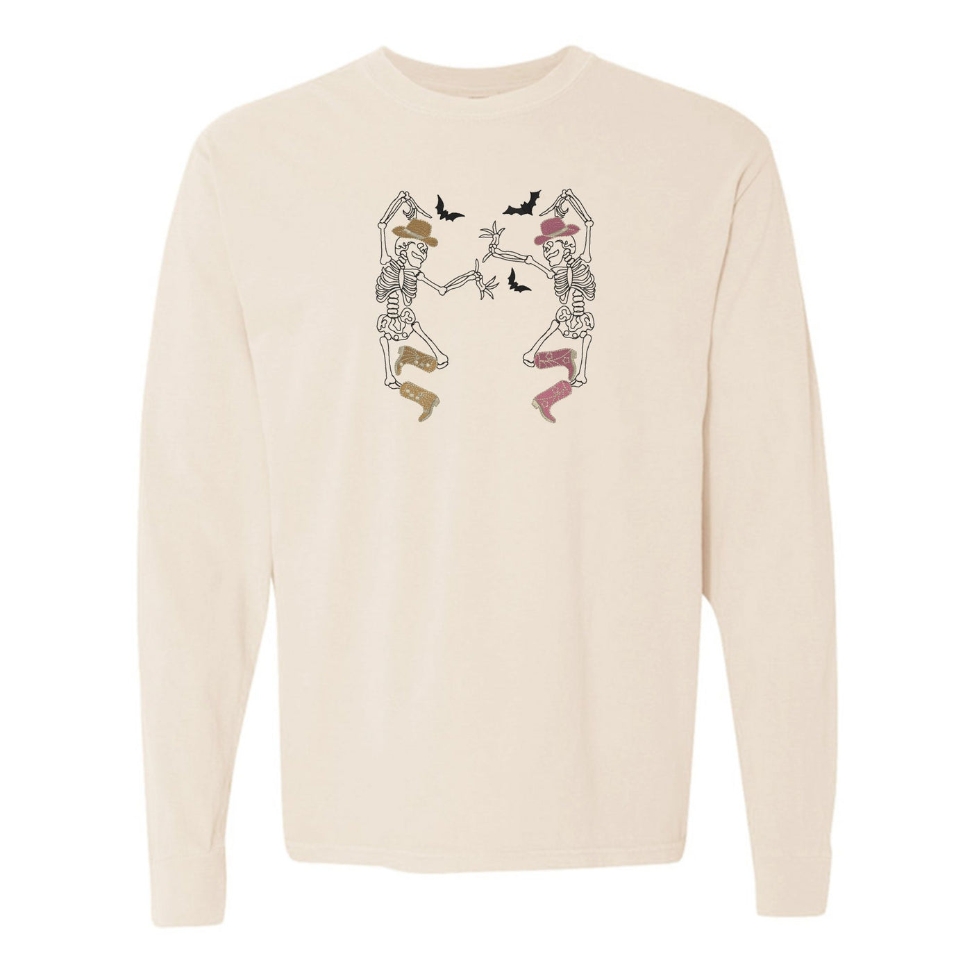'Skeleton Cowgirls' Embroidered Long Sleeve T-Shirt