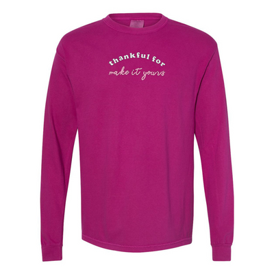 Make It Yours™ 'Thankful For' Comfort Colors Long Sleeve T-Shirt