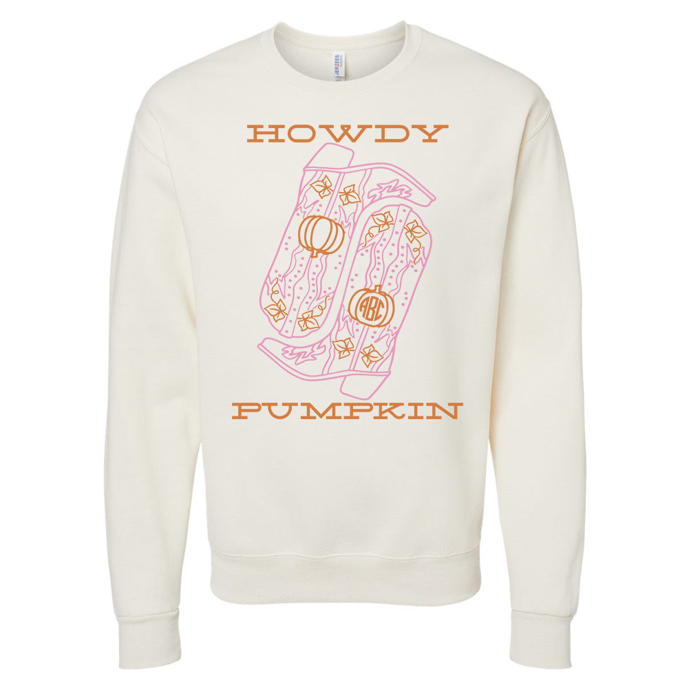 Monogrammed 'Howdy Pumpkin Boots' Crewneck Sweatshirt