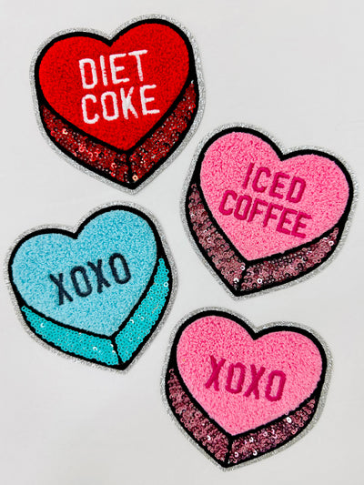'Diet Coke Candy Heart' Letter Patch Crewneck Sweatshirt
