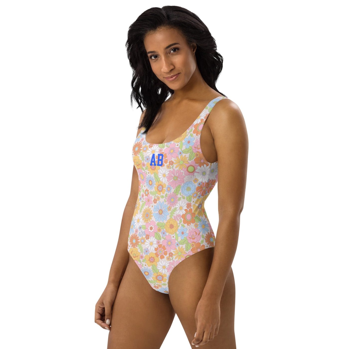 Initialed 'Flower Power' One-Piece Swimsuit