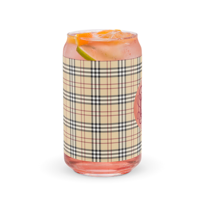 Monogrammed Plaid Glass Can