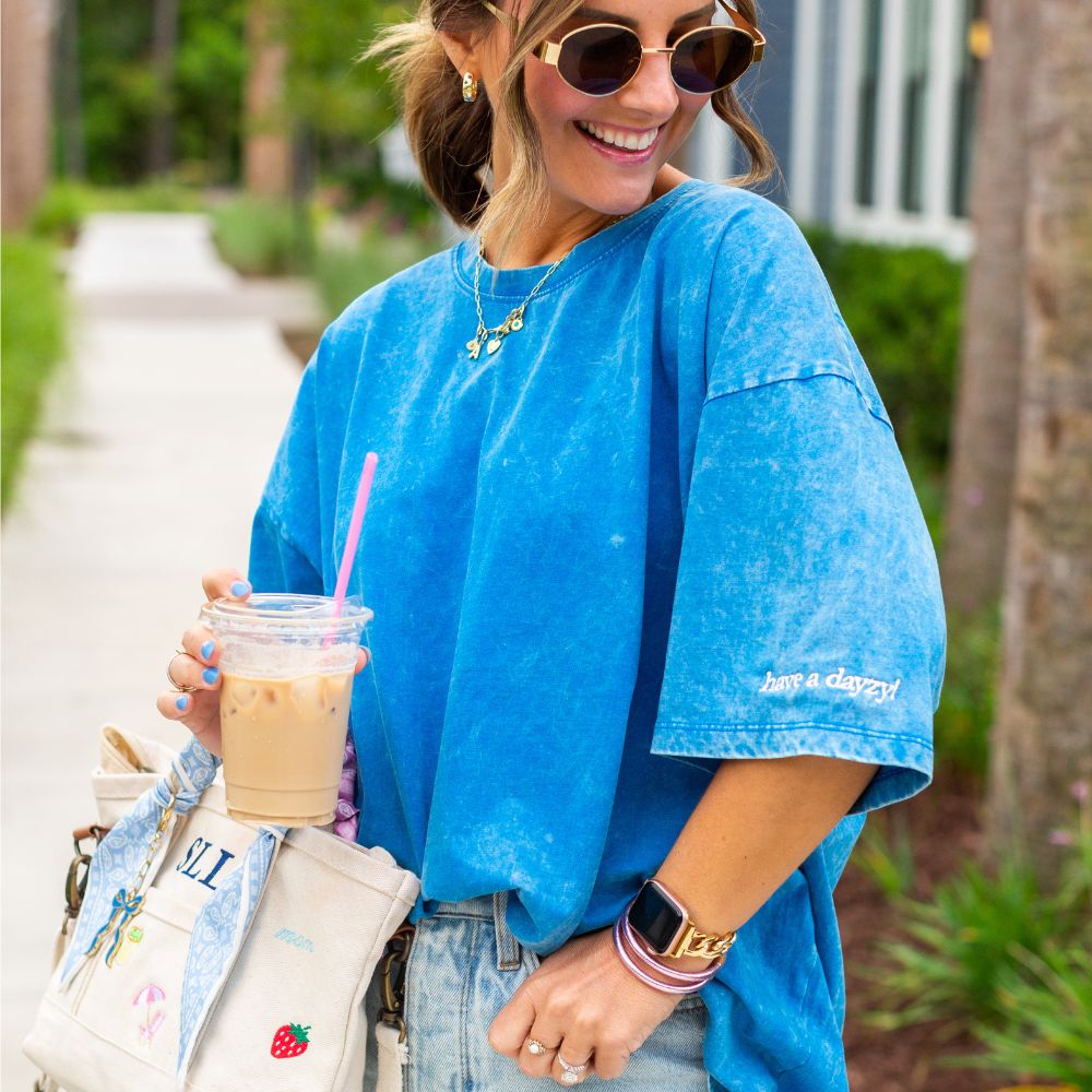 Have A Dayzy!' Acid Wash Oversized Tee – United Monograms