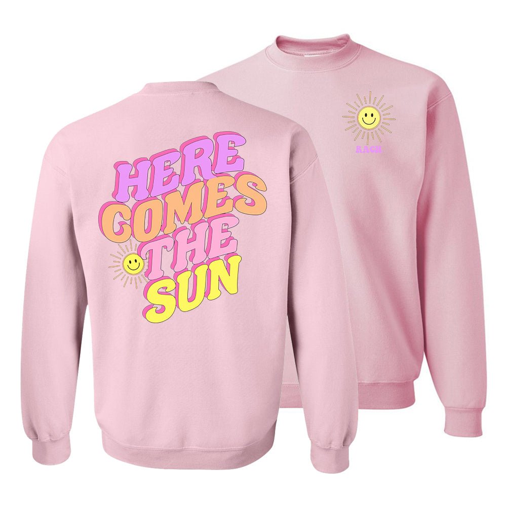 Initialed 'Here Comes The 'Sun' Front Back Crewneck Sweatshirt