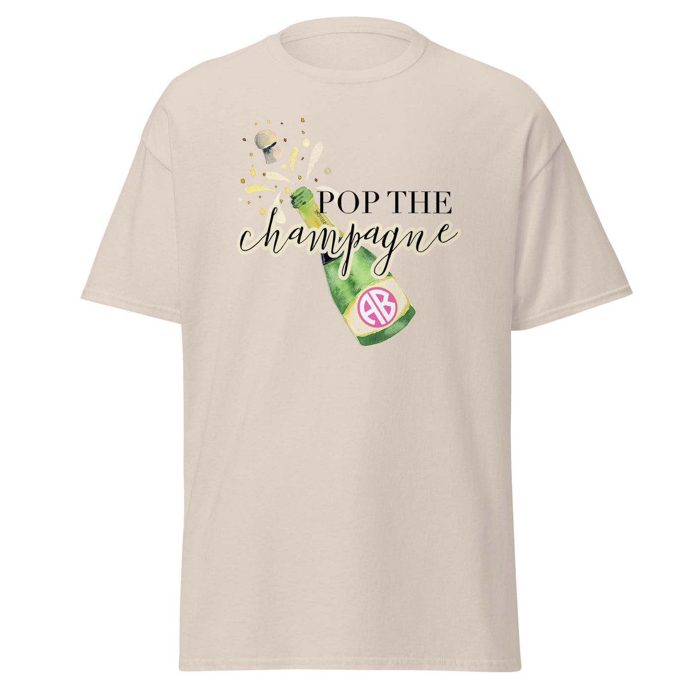 Monogrammed 'Pop The Champagne' Basic T-Shirt