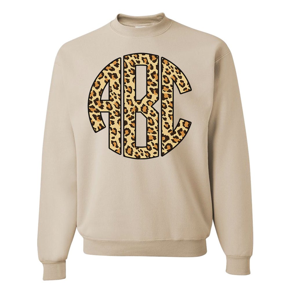 Monogrammed Leopard Big Print Crewneck Sweatshirt United Monograms