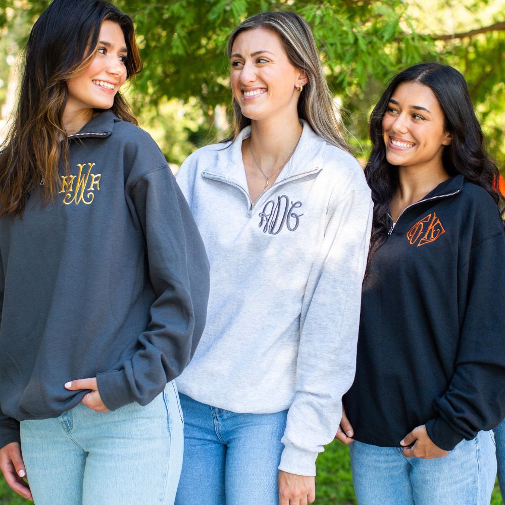 Monogrammed Quarter Zip Sweatshirt – United Monograms