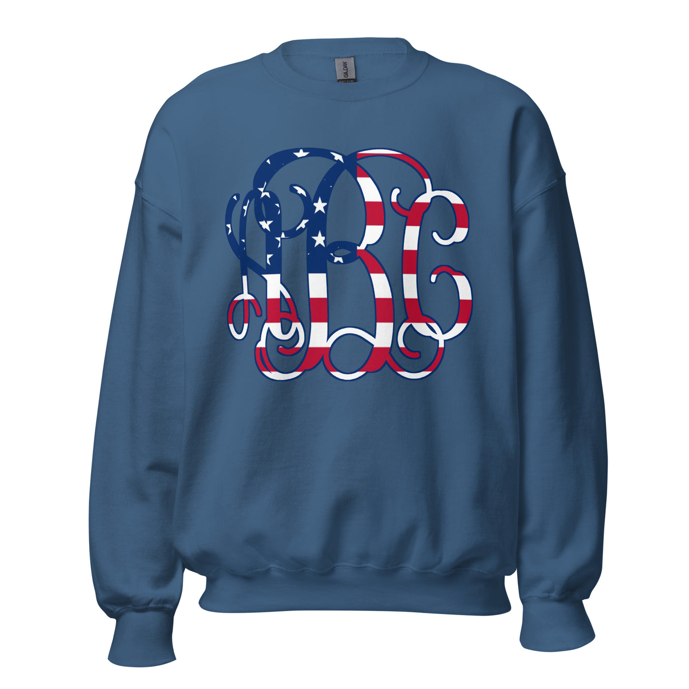 Monogrammed 'Vine American Flag' Big Print Sweatshirt