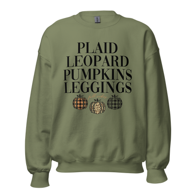 Monogrammed 'Plaid, Leopard, Pumpkins' Crewneck Sweatshirt