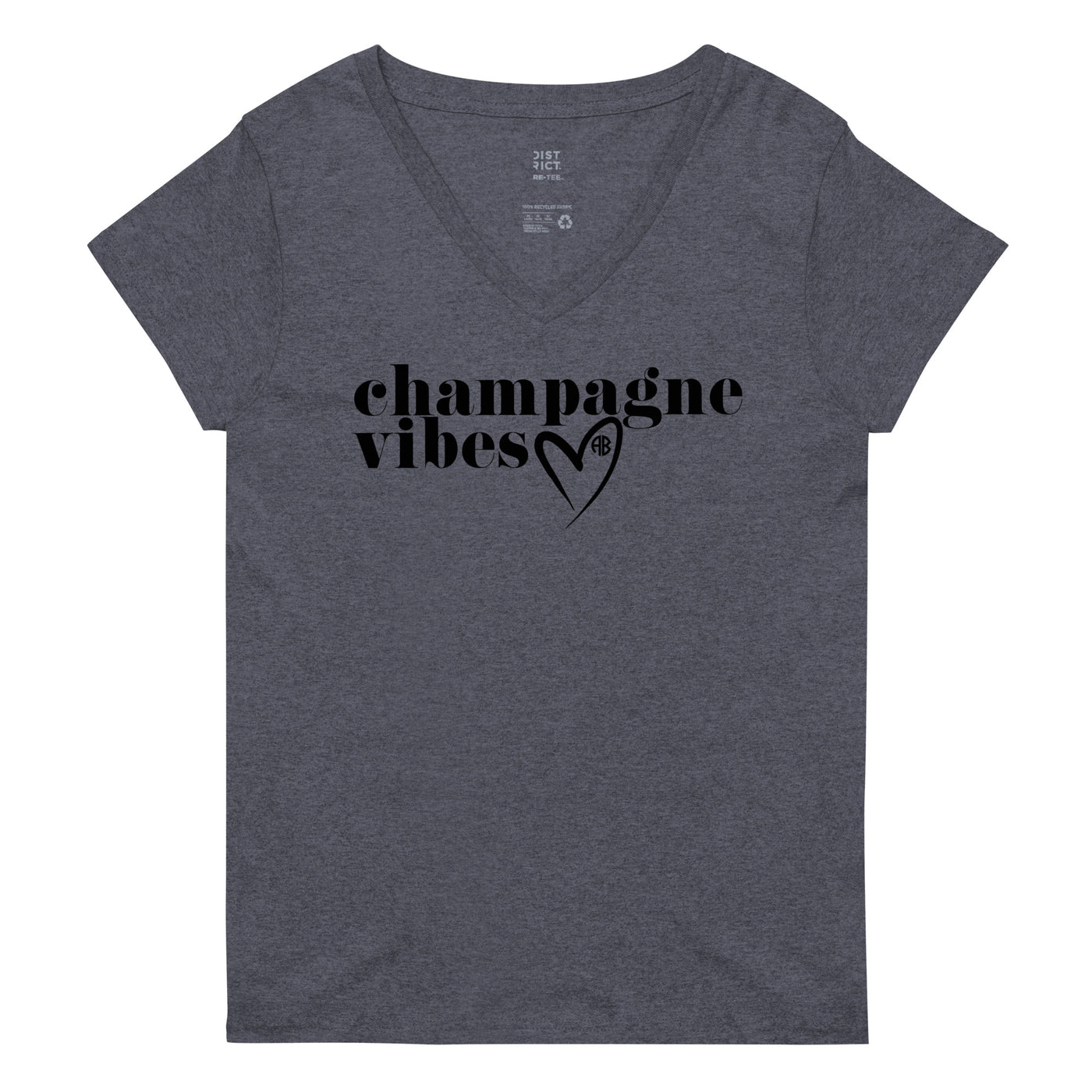 Initialed 'Champagne Vibes' V-Neck T-Shirt