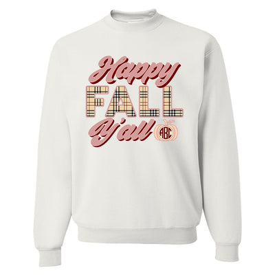 Monogrammed Happy Fall Y'all Plaid Sweatshirt