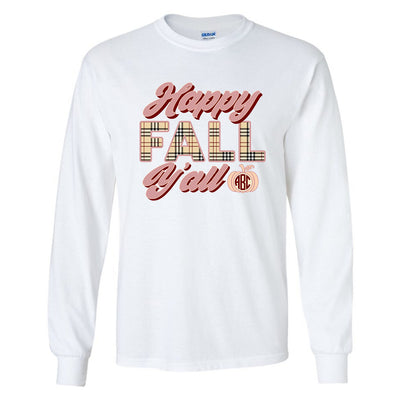 Monogrammed 'Happy Fall Y'all' Basic Long Sleeve T-Shirt