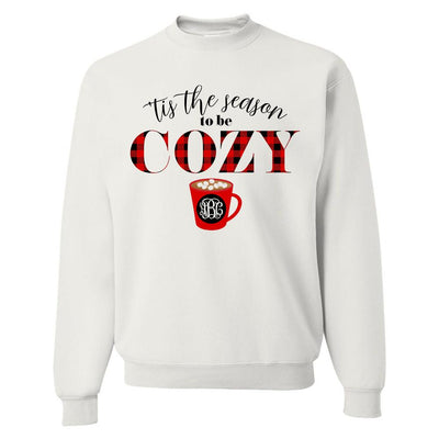 Monogrammed 'Tis The Season To Be Cozy' Crewneck Sweatshirt