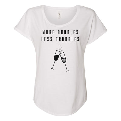 Monogrammed More Bubbles Less Troubles Flowy Tee