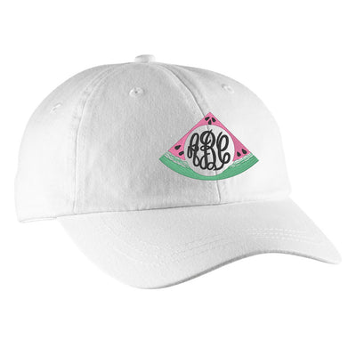 Embroidered Watermelon White Ladies Baseball Hat