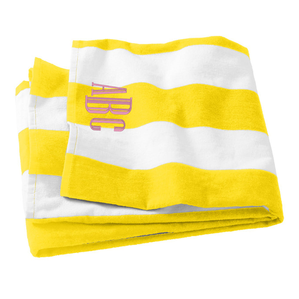 Monogrammed Striped Pool Beach Towel