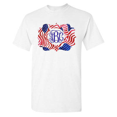 Monogrammed Lilly Pulitzer Inspired American Flag T-Shirt Fourth of July