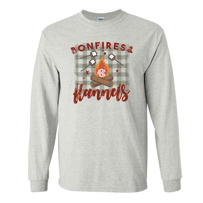 Monogrammed Bonfires & Flannels Long Sleeve Shirt