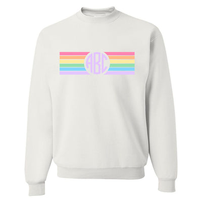 Monogrammed Rainbow Striped Crewneck Sweatshirt