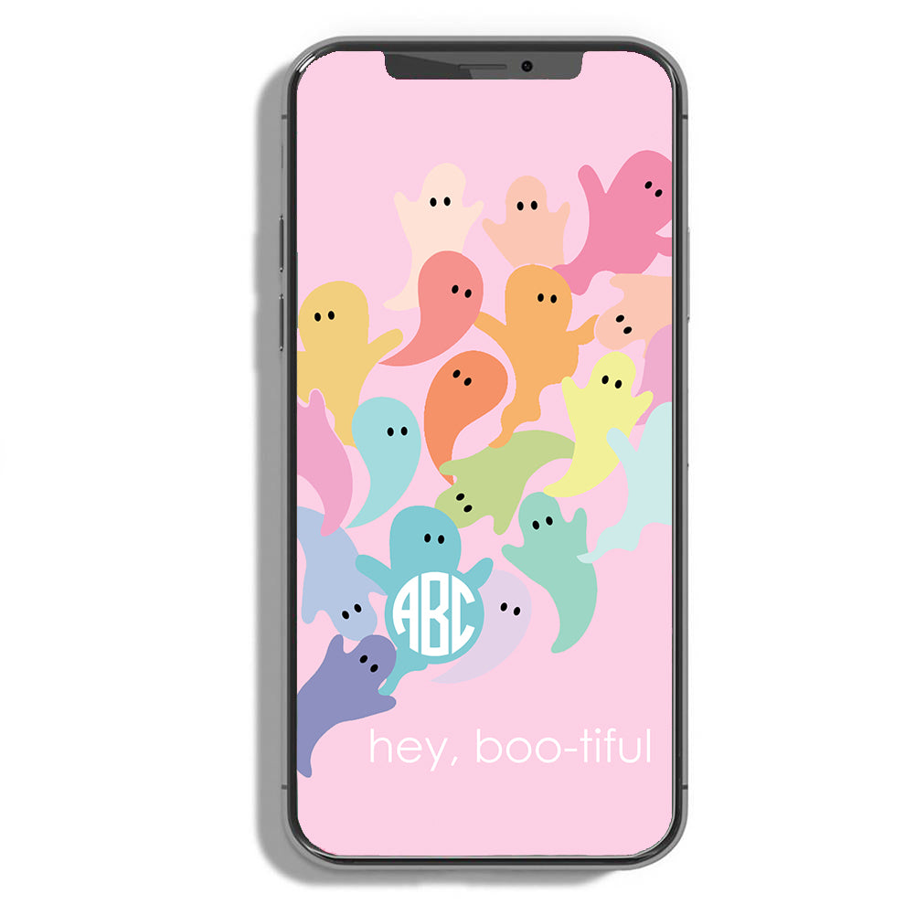 Monogrammed 'Hey, Boo-tiful' Phone Wallpaper