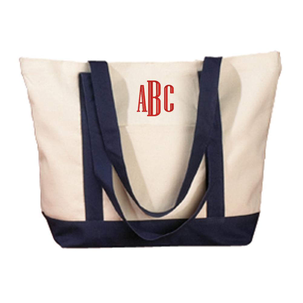 Monogrammed Canvas Boat Tote 