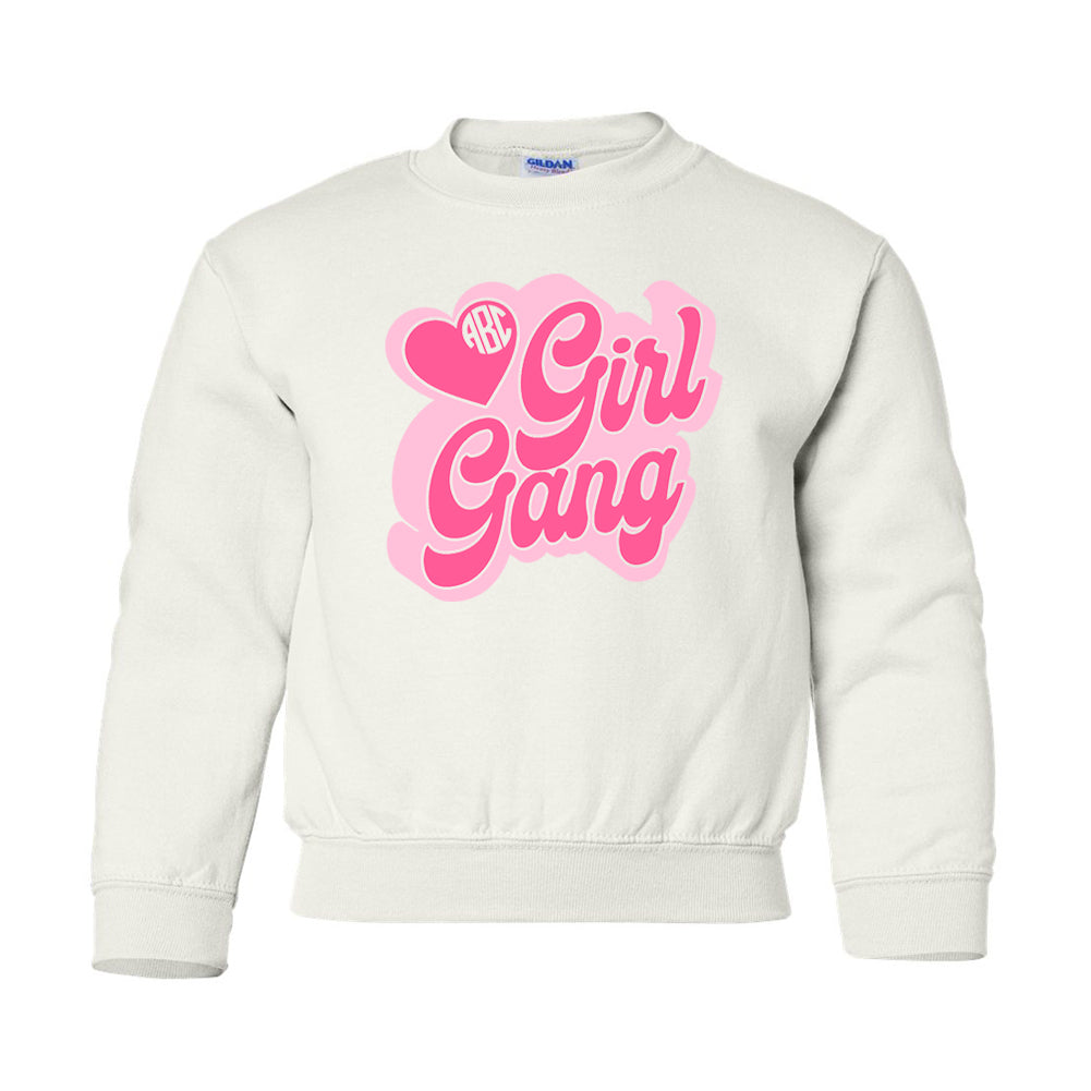 Kids Monogrammed 'Girl Gang' Crewneck Sweatshirt