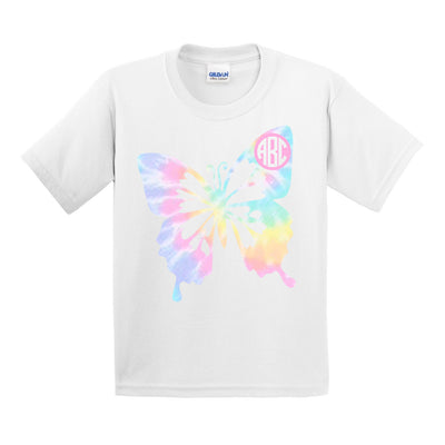 Monogrammed Tie Dye Butterfly T-Shirt Youth Kids Toddler