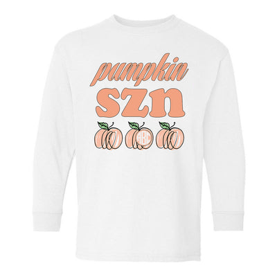 Monogrammed Kids Youth Toddler Pumpkin SZN Long Sleeve Shirt