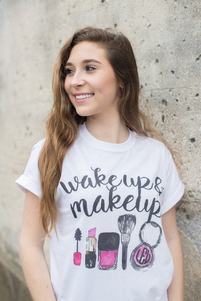 Monogrammed Wake Up & Make Up T-Shirt