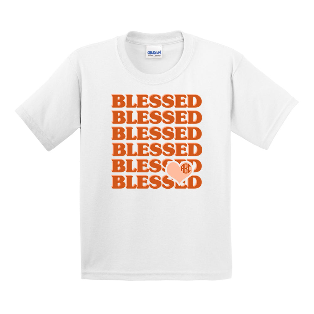 Kids Monogrammed 'Blessed' T-Shirt