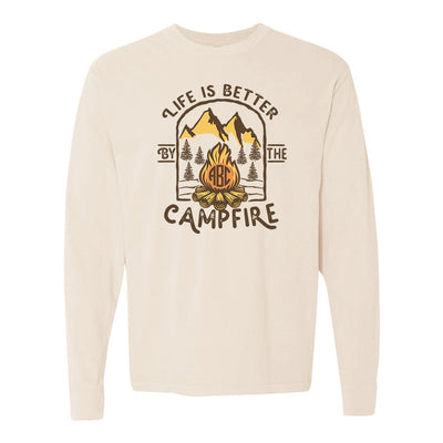 Monogrammed 'Life is Better by the Campfire' Long Sleeve T-Shirt