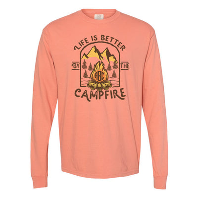 Monogrammed 'Life is Better by the Campfire' Long Sleeve T-Shirt