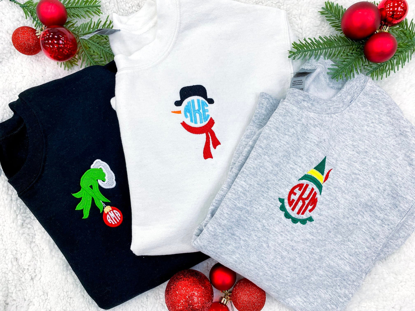 Christmas Embroidery Monograms. Sweatshirts