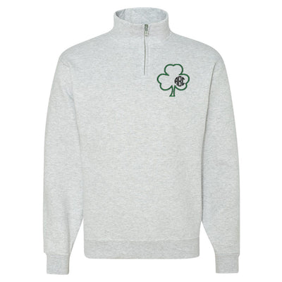 Monogrammed Irish Shamrock Quarter Zip Sweatshirt