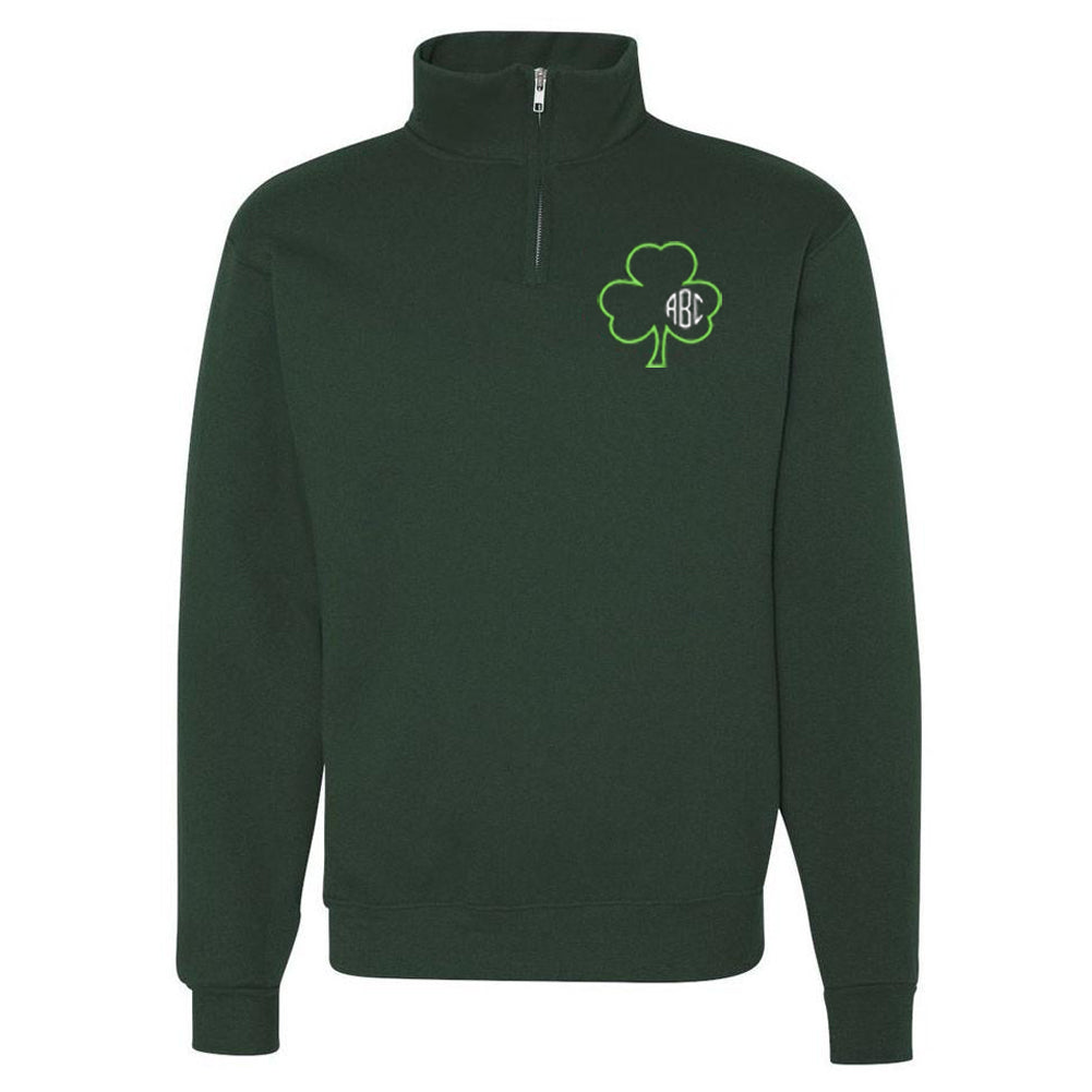 Monogrammed Irish Shamrock Quarter Zip Sweatshirt