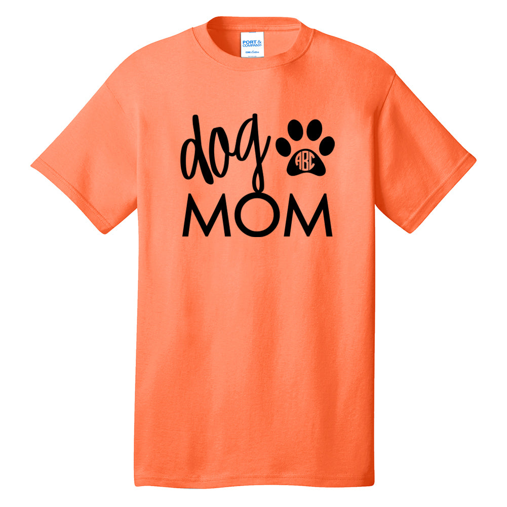 Monogrammed 'Dog Mom' Neon T-Shirt