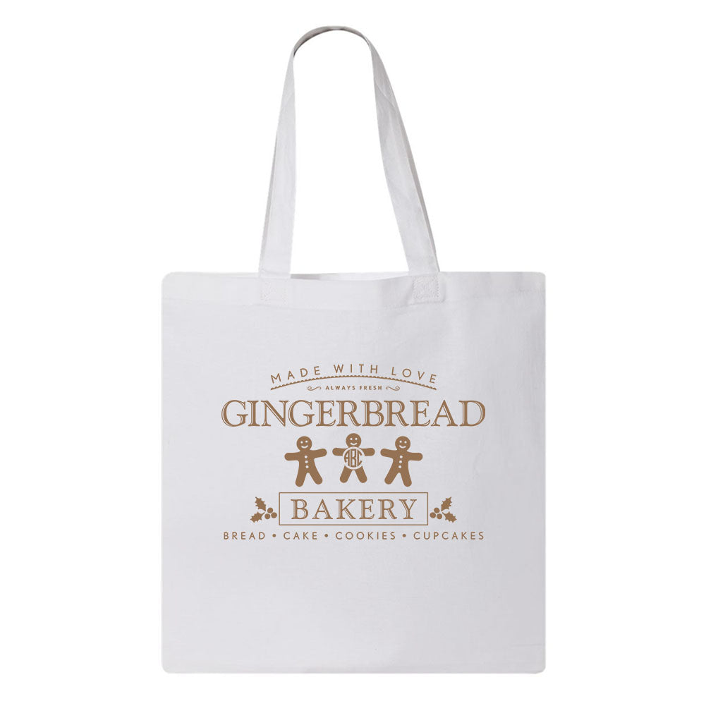Monogrammed 'Gingerbread Bakery' Tote Bag