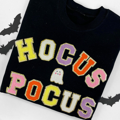 Hocus Pocus Letter Patch Crewneck Sweatshirt