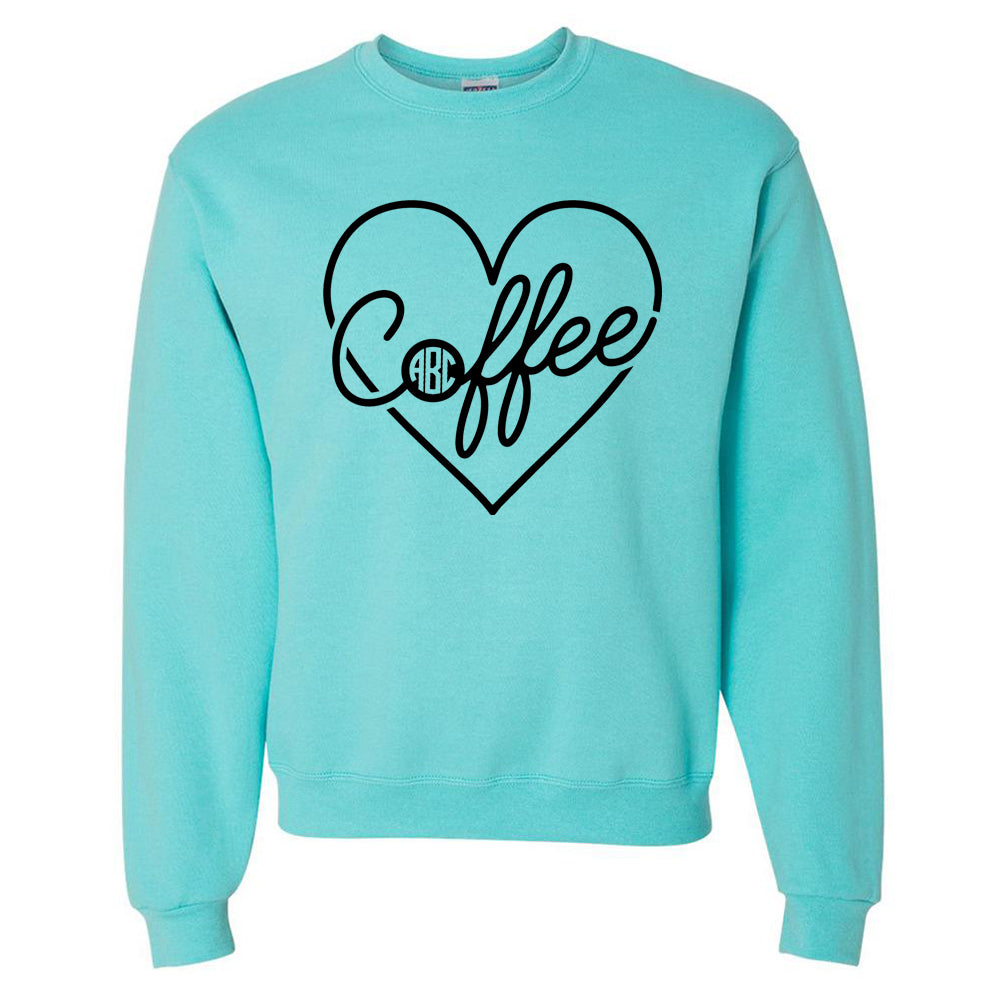 Monogrammed 'Coffee Heart' Neon Crewneck Sweatshirt