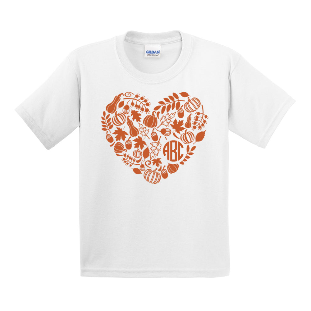 Kids Monogrammed 'Autumn Heart' T-Shirt