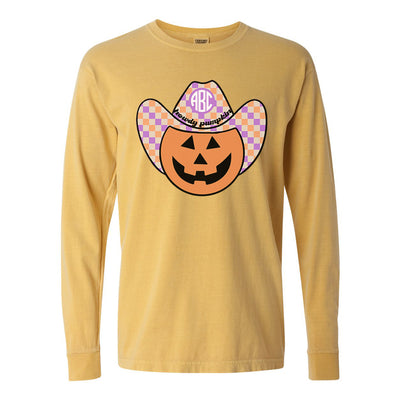 Monogrammed 'Howdy Pumpkin' Comfort Colors Long Sleeve T-Shirt