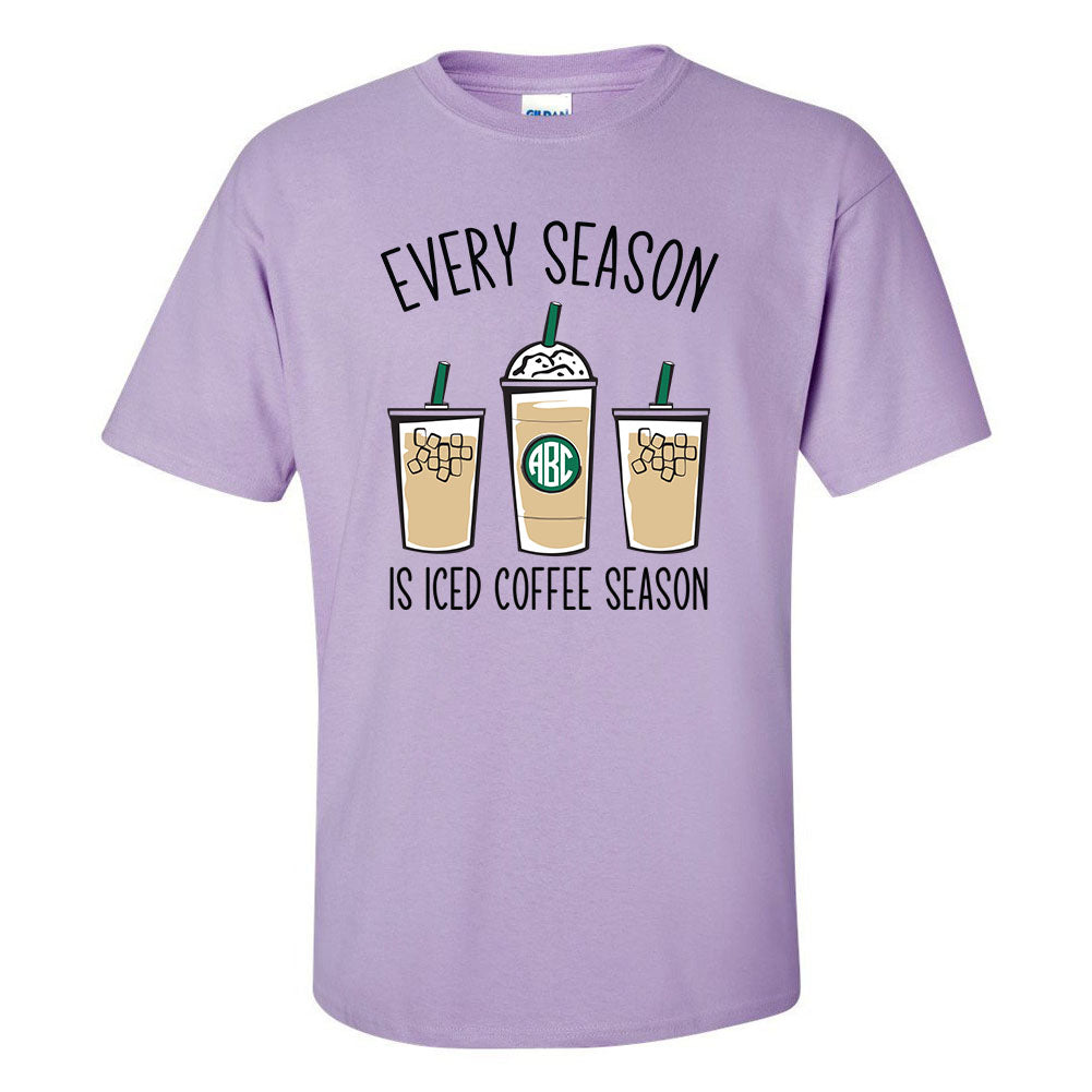 Monogrammed 'Iced Coffee Season' Basic T-Shirt