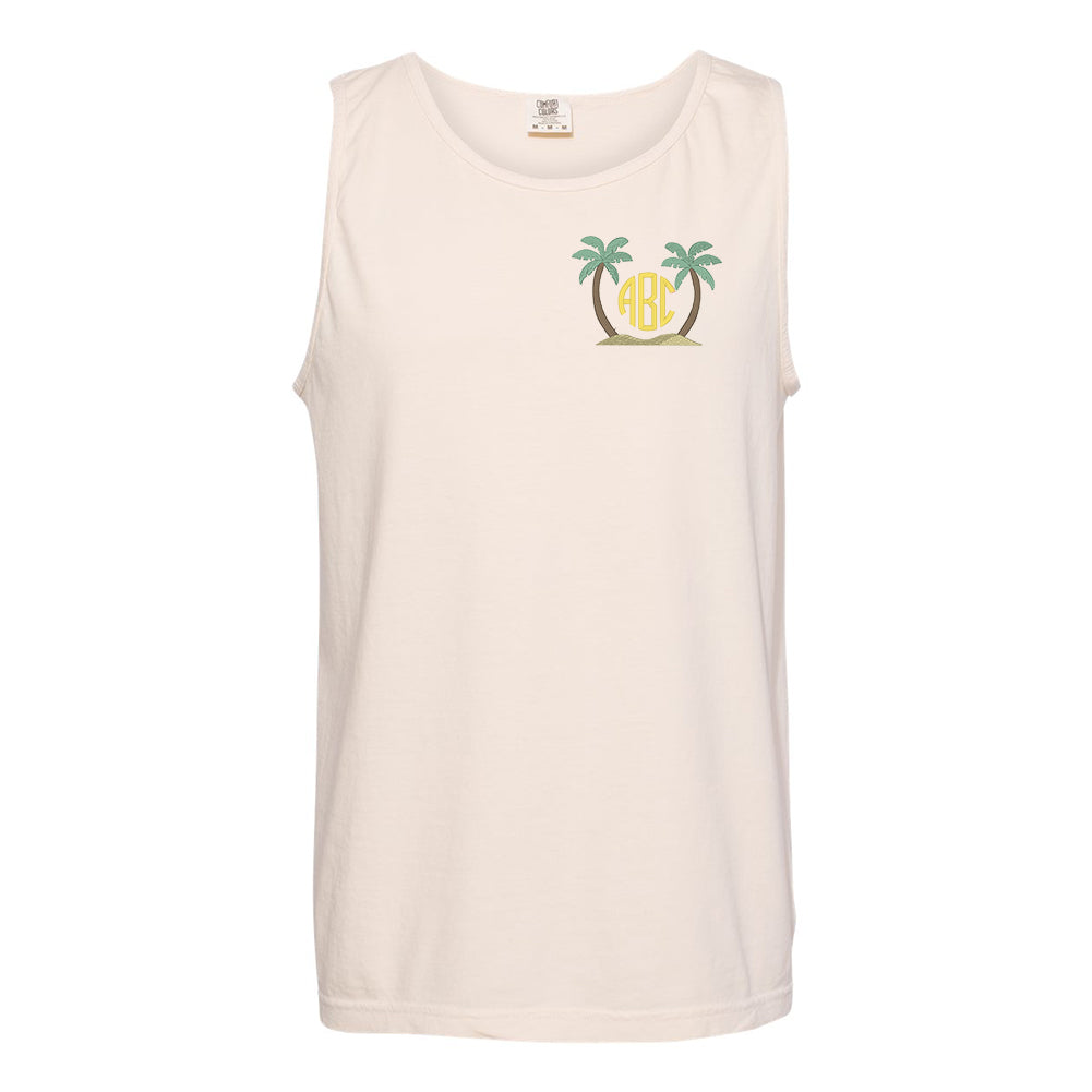Monogrammed Palm Trees Comfort Colors Tank