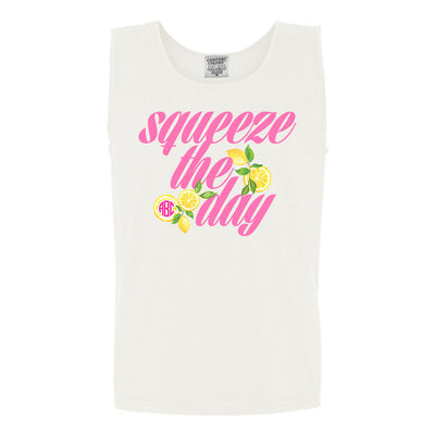 Monogrammed 'Squeeze The Day' Comfort Colors Tank Top
