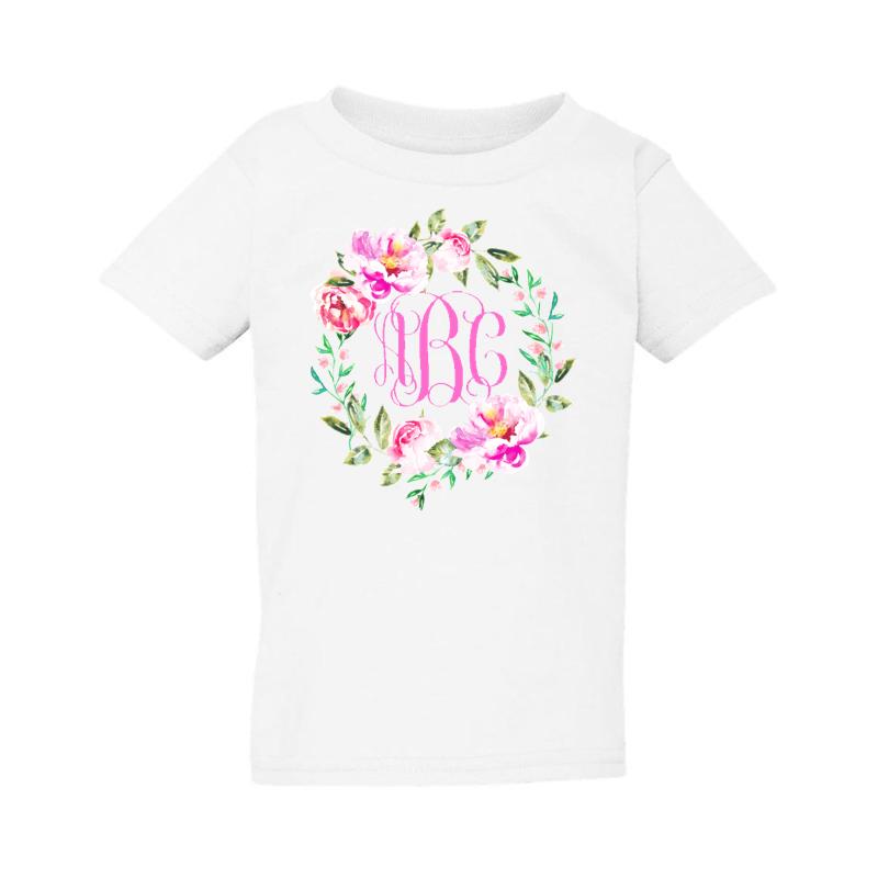 Toddler Monogram shirt with Flowers- Personalized for toddlers