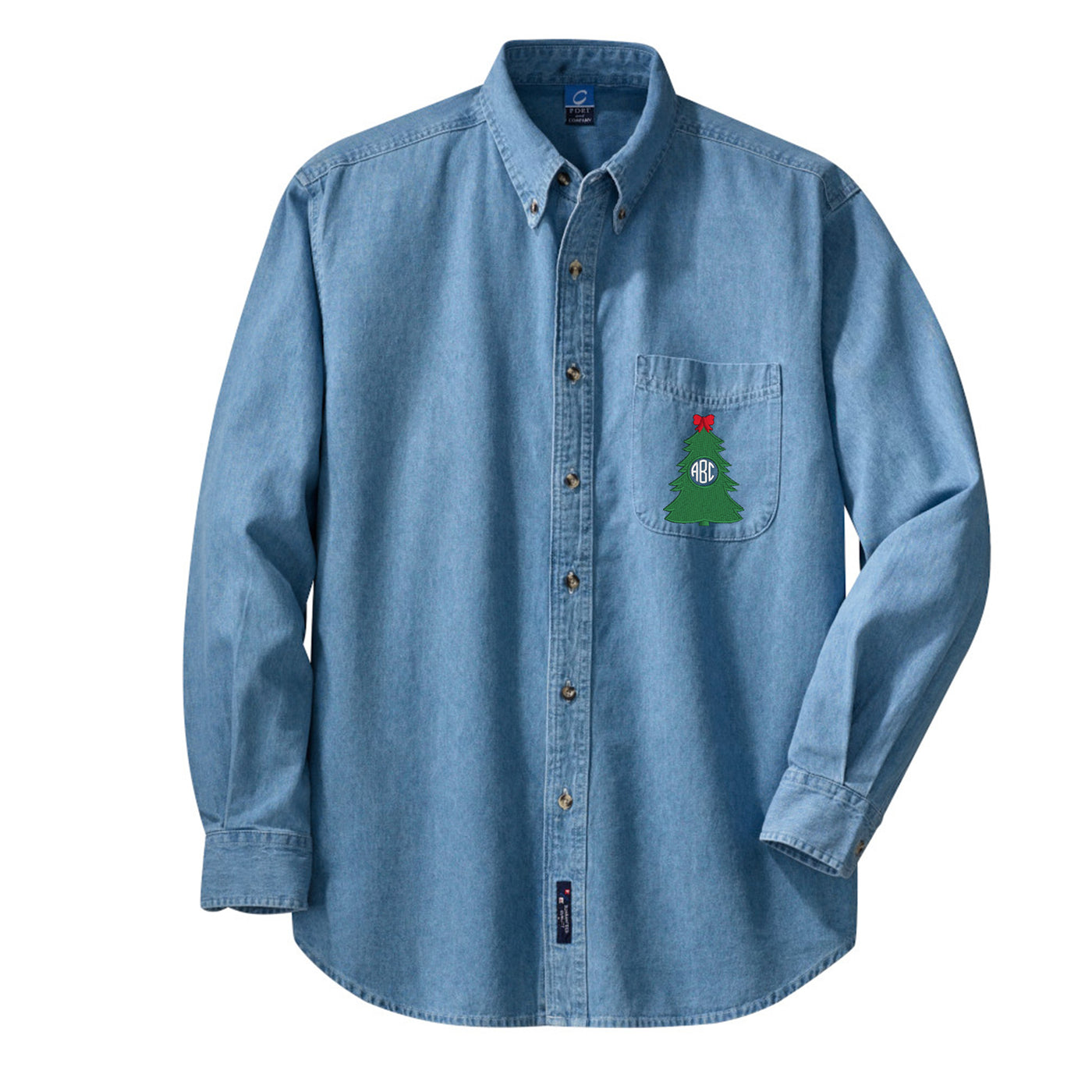 Monogrammed 'Christmas Tree' Oversized Denim Shirt