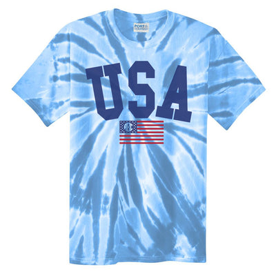 Monogrammed USA Classic Patriotic Flag Tie Dye Tee