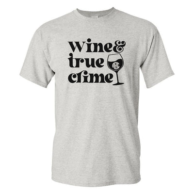 Monogrammed 'Wine & True Crime' Basic T-Shirt