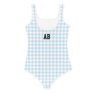 Kids Initialed 'Blue Gingham' Swimsuit