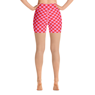 Initialed 'Pink Check' Biker Shorts
